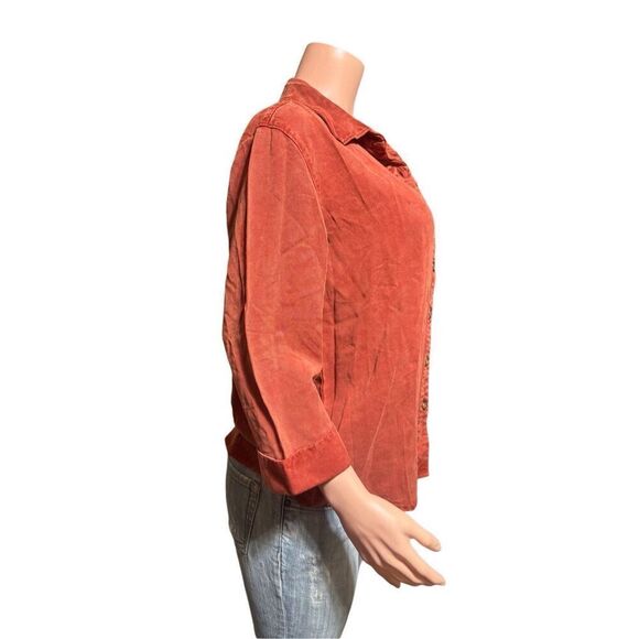 Bundle 2 Women 3/4 sleeve tencel button-down walnut and cinnamon shirts M - Picture 4 of 7